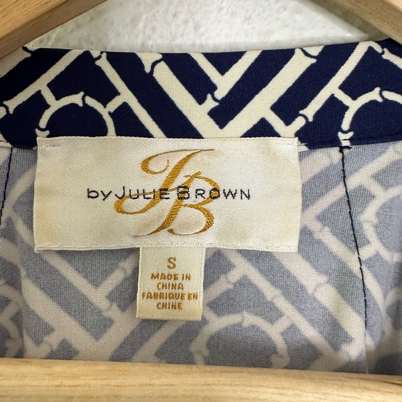 JB Julie Brown wrap dress Maxi S Blue White Bamboo Print - Picture 8 of 8